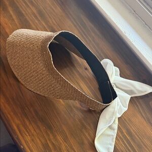a new day Tan Woven Visor with Cream Ribbon